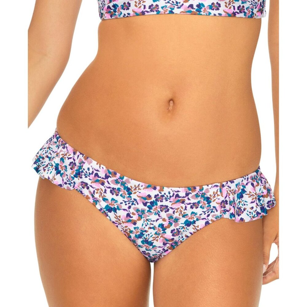 NWT Raisins Juniors Ruffle-Trimmed Bikini Bottom N711178 White Multi S
